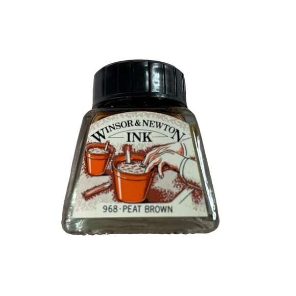 Vintage Winsor and Newton Ink Peat Brown 968 for u Calligrapy Mixed Media - Picture 2 of 4